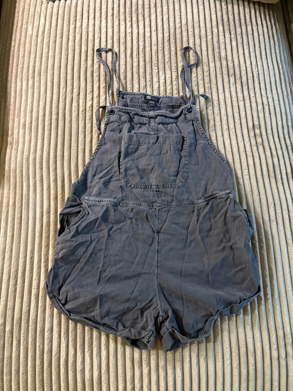 Billabong Charcoal Tie-Shoulder Short Romper